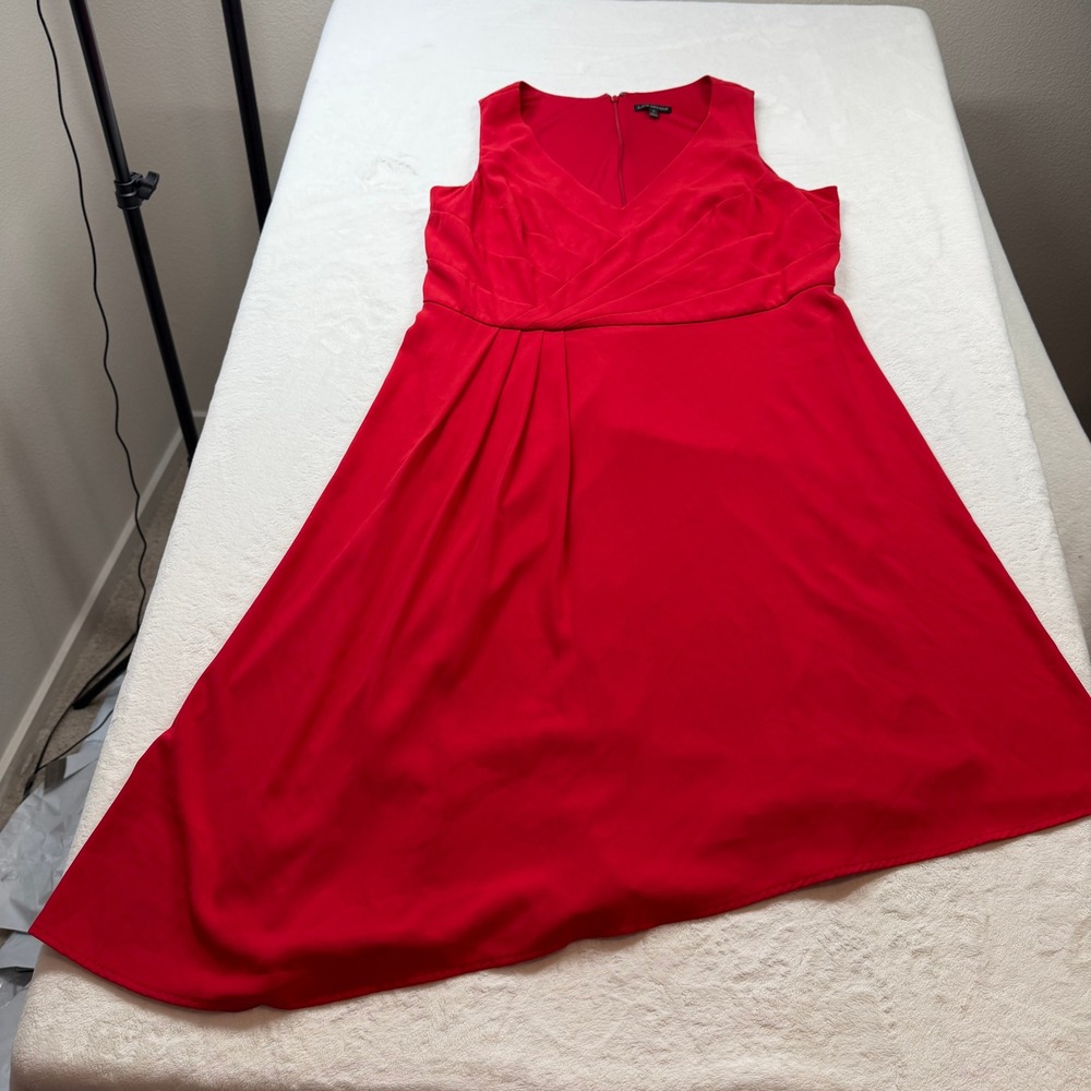 Lane Bryant Cocktail Dress Women 20 Red Good Asymmetrical Pleate Surplice V-Neck